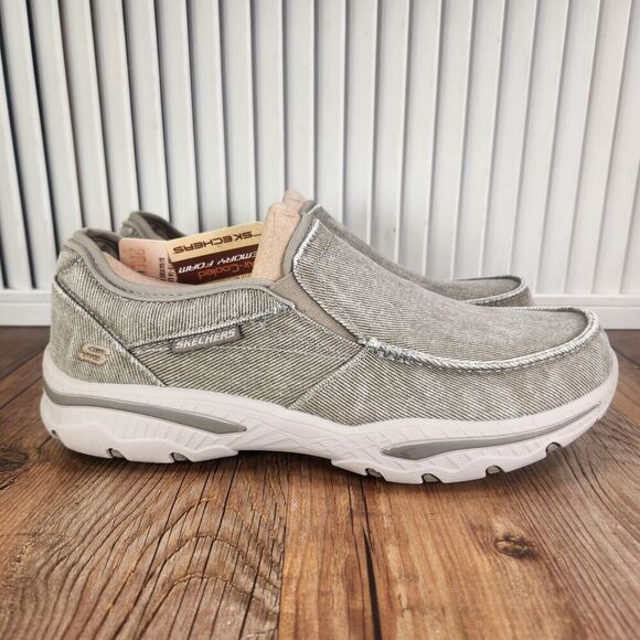 Skechers Relaxed Fit Creston Moseco Mens Sz 7 Taupe Canvas Slip-On Moc Toe Shoes main image 10